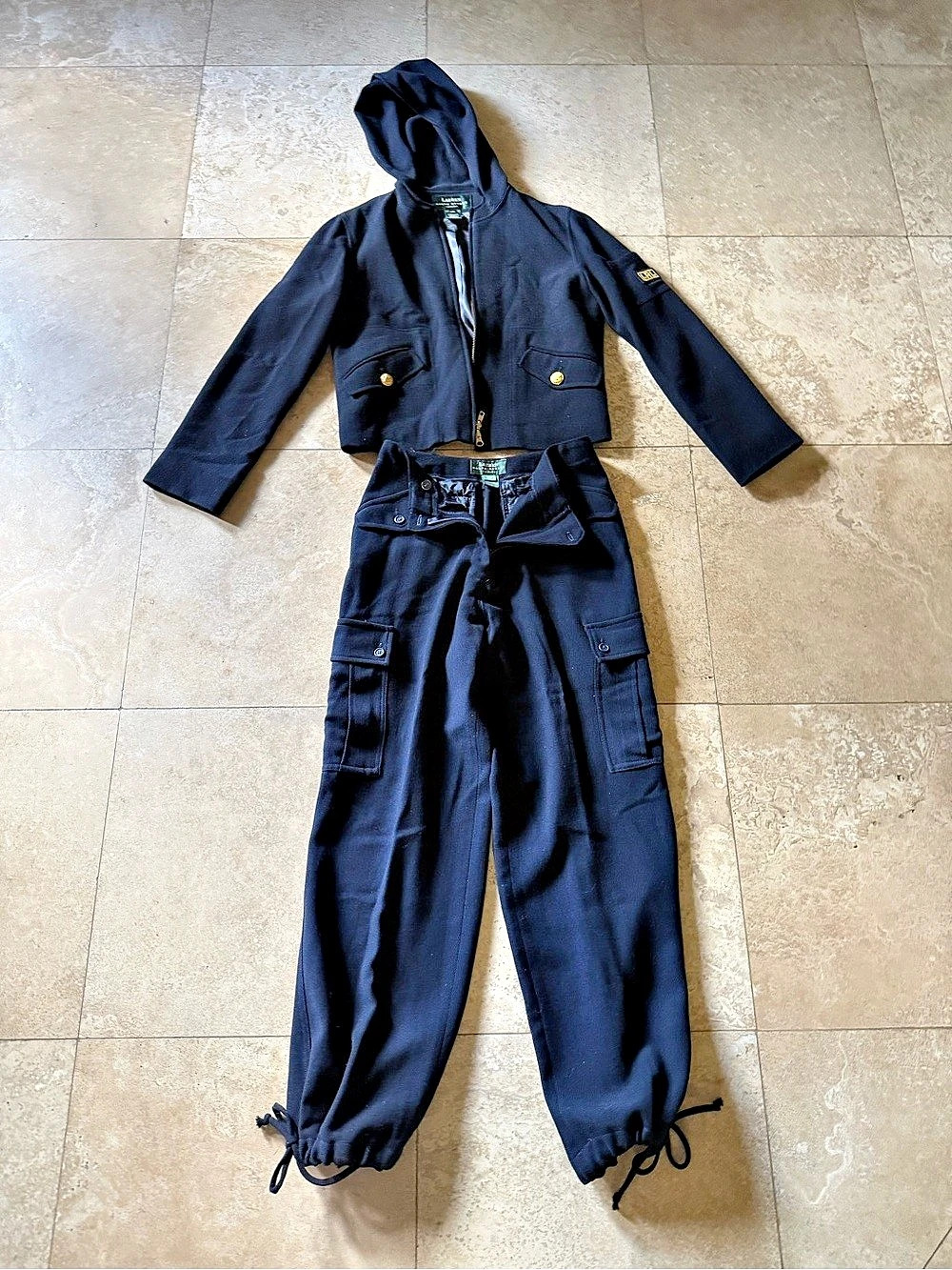 VTG Lauren Ralph Lauren RL LRL Utility Set Navy Utility Jacket & Cargo Pants Siz